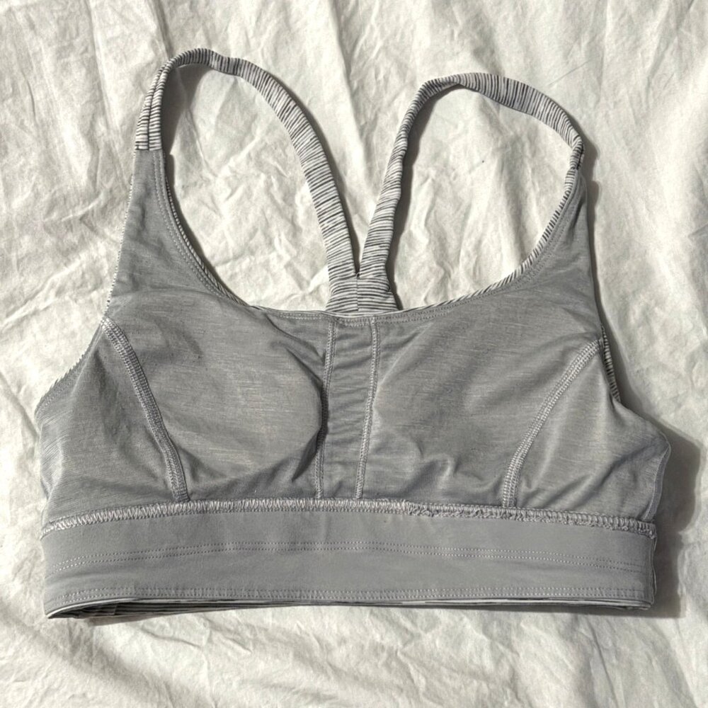 Lululemon Train Times Bra Sports Yoga Gym Activewear Wee Space Grey White Size 4 - Picture 6 of 9